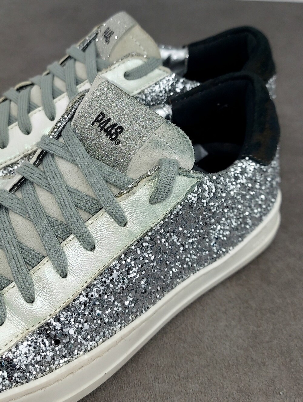 P448 John Ginevra White Silver Glitter Sneakers 36 - Picture 14 of 15